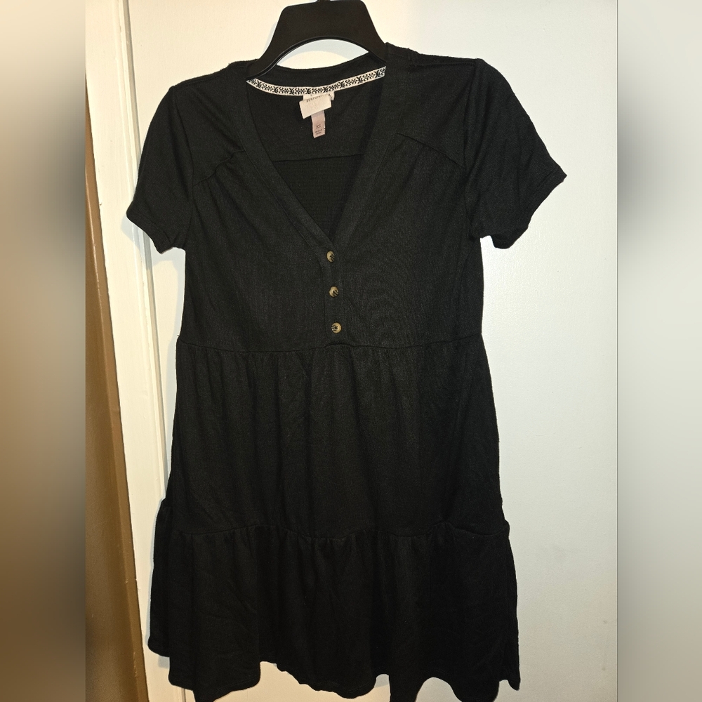 Knox Rose Black Mini Dress with Button Detail Size XS
